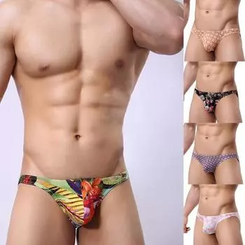 Модные печатные сексуальные мужские трусы с низкой талией, дышащее модальное нижнее белье, трусы XL