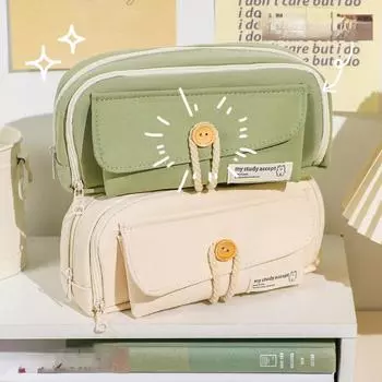 Модные пеналы, сплошной цвет, холст, красивые пеналы, трехслойные пеналы, школьный учитель, держатель для канцелярских принадлежностей