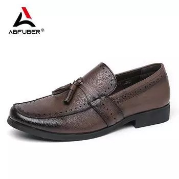 Модные пенни лоферы, кожаная мужская обувь, дышащая, с острым носком, без шнуровки, деловые мягкие повседневные свадебные туфли для вечеринок для мужчин 38 чёрный