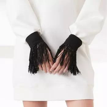 Модные персонализированные бахромчатые поддельные рукава универсальные короткие рукава черные поддельные манжеты танцевальный костюм украшение чёрный
