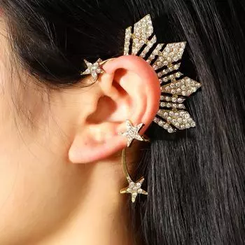 Модные персонализированные геометрические вспышки бриллиантовая пятиконечная звезда одиночные без проколотых сережек большие серьги с аксессуарами