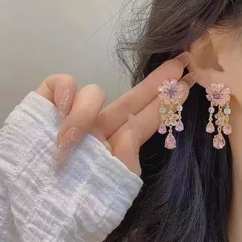 Модные персонализированные легкие роскошные длинные универсальные серьги с кисточками и кристаллами для женщин