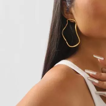 Модные персонализированные преувеличенные серьги-кольца из сплава для женщин золотой