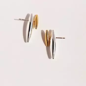 Модные персонализированные серьги с заклепками контрастного цвета из золота и серебра, одна пара нейтральных модных классных сережек, серьги для женщин 16