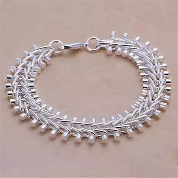 Модные персонализированные ювелирные изделия, посеребренные мужские браслеты из рыбьей кости 925 пробы, 29 грамм