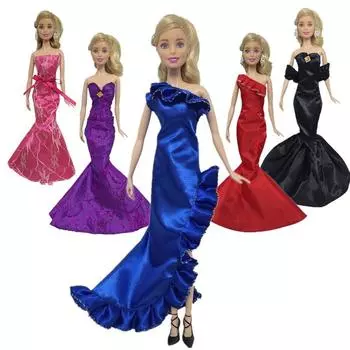 Модные платья для кукол Барби, винтажные элегантные свадебные платья, игрушки для детей, подарки для девочек 1PC чёрный