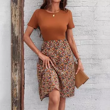 Модные платья в стиле бохо, женские, лето 2025 г., женское трикотажное лоскутное платье с цветочным принтом, длинное облегающее платье, элегантное облегающее вечернее платье S