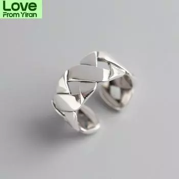 Модные плетеные кольца из стерлингового серебра 925 пробы, гладкие геометрические открытые кольца, ювелирные изделия