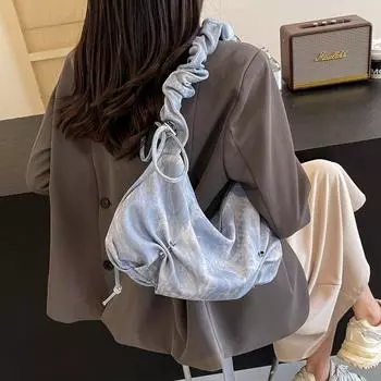 Модные плиссированные сумки с ручками для женщин, сумки из искусственной кожи с облаками, сумка для отдыха подмышками, сумки на плечо для покупок, сумка с клецками, женские сумки бежевый