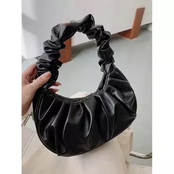 Модные плиссированные сумки с ручками для женщин, сумки из искусственной кожи с облаками, сумка для отдыха подмышками, сумки на плечо для покупок, сумка с клецками, женские сумки 28x17x7cm чёрный