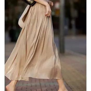 Модные плиссированные свободные юбки для женщин, летняя новая высокая талия, однотонная облегающая юбка А-силуэта, повседневная женская элегантная винтажная длинная юбка 3313 One Size