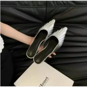Модные плиссированные тапочки женские туфли с острым носком Slip On Cozy Zapatos Mujer INS Горячая Распродажа Однотонные лаконичные Sapato Feminino Новые 35 бежевый