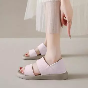 Модные плоские нескользящие мягкие повседневные пляжные низкие римские сандалии для женщин 40 белый