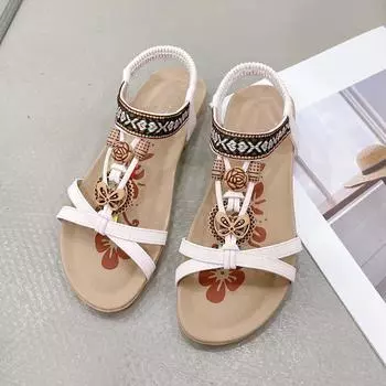 модные плоские сандалии со стразами и цветочным принтом, новые модные сандалии больших размеров с открытым носком для отдыха на природе, пляжные сандалии, роскошные сандалии для женщин-дизайнеров 36 чёрный