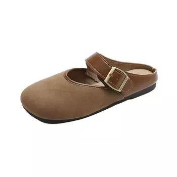 Модные плоские тапочки для женщин 2025 года, новые удобные мягкие плоские мюли для отдыха на открытом воздухе, женские ретро-весенние домашние тапочки с противоскользящей подошвой 35 верблюд
