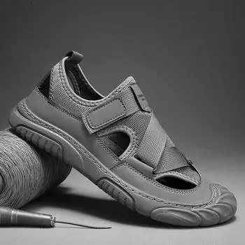 Модные пляжные сандалии для отдыха, теннисные туфли, повседневная обувь для скалолазания, спортивные тапочки для мужчин, треккинговые, нескользящие, дышащие, мужские сандалии 39 чёрный