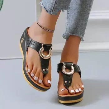 Модные пляжные сандалии на танкетке с шлепанцами, женские римские сандалии, шлепанцы 38