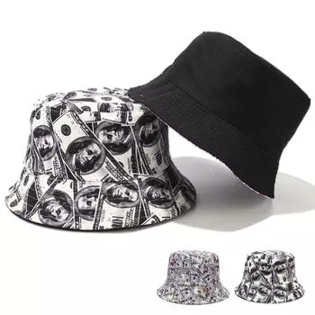 Модные пляжные шляпы с плоским верхом для путешествий, унисекс, солнцезащитные шляпы для рыбаков, персонализированные кепки-ведра с принтом, кепки в стиле хип-хоп чёрный