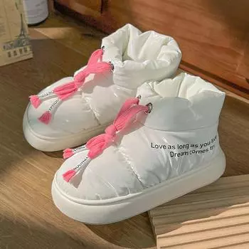 Модные плюшевые ботильоны на пуху, женские удобные зимние ботинки с мягкой подошвой, нескользящие, для женщин, для улицы и дома, теплые, для снега, Botas Mujer 36-37 синий