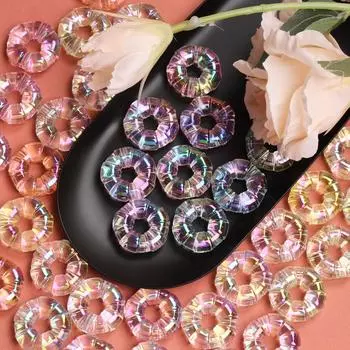 Модные подвески, акриловые пончики высокой прозрачности, бусины, DIY ювелирный материал, большая апертура 24,2 мм, 10 шт., браслет, ожерелье, аксессуары, подвески жёлтый