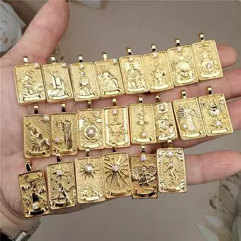 Модные подвески в виде карт Таро, ожерелья для женщин, 2024, гот, нержавеющая сталь, колье Таро, Луна, ожерелье, ювелирные изделия для гадания Таро sun