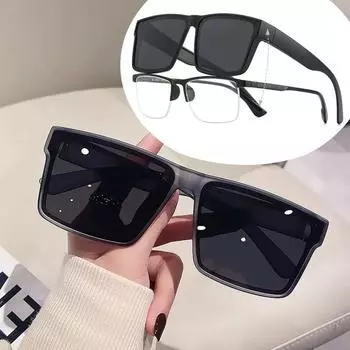 Модные солнцезащитные очки для мужчин и женщин, прямоугольные, для езды на велосипеде, для вождения, для коррекции близорукости, винтажные очки, большая оправа, неполяризованные очки серый