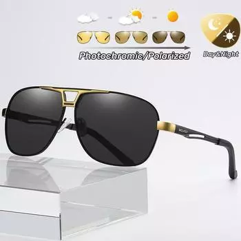 Модные поляризованные фотохромные солнцезащитные очки двойного назначения для вождения днем и ночью, солнцезащитные очки с защитой от ультрафиолета