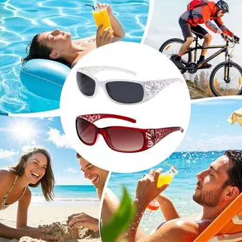 Модные поляризованные солнцезащитные очки со стразами, прямоугольные солнцезащитные очки UV400 One Size