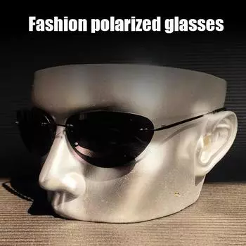 Модные поляризованные солнцезащитные очки в стиле «Матрица» сверхлегкие безободковые мужские солнцезащитные очки для вождения