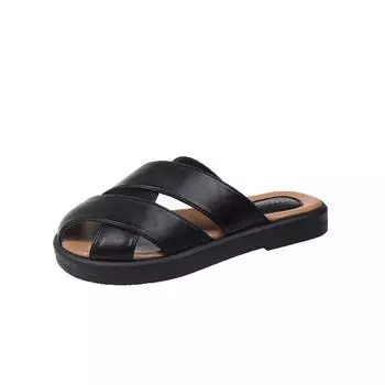 Модные полутапочки для женщин, летняя одежда, новые дизайнерские пляжные курортные французские римские сандалии на плоской подошве, женские модные повседневные тапочки 35