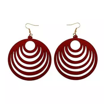 Модные полые геометрические серьги из дерева для женщин зелёный