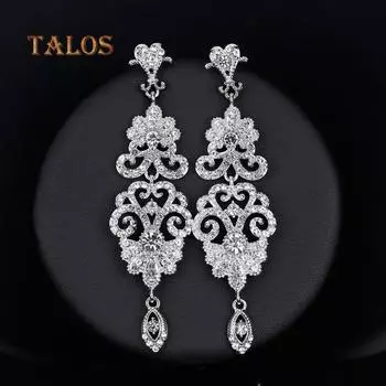 Модные полые хрустальные серьги-подвески с камнями для невесты, свадебной вечеринки, ювелирные украшения, подарок