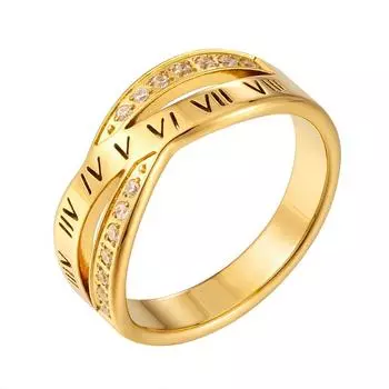Модные полые крестообразно завязанные римские цифры кольца из нержавеющей стали с кристаллами CZ кольцо для женщин мужчин пара свадебные украшения подарок 8