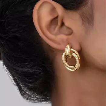 Модные полые круглые серьги-кольца для женщин золотой