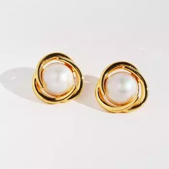 Модные полые многослойные линии круглые серьги-гвоздики большие жемчужные преувеличенные серьги ретро серьги Vingate 304