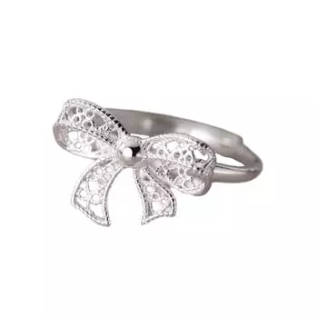 Модные полые открытые кольца с бантом, регулируемые кольца на палец, элегантные милые штабелируемые кольца, ювелирные изделия для вечеринок, подарки на день рождения