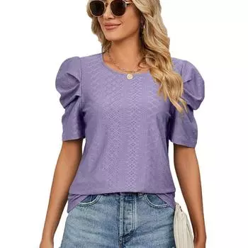 Модные полые повседневные пуловеры, женские летние однотонные свободные женские рубашки, топы 2023, плиссированные элегантные блузки с длинными рукавами 25131 S орион