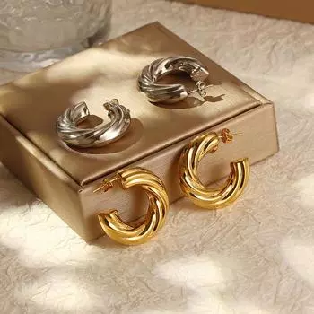 Модные полые серьги из нержавеющей стали, роскошные женские серьги-крутки премиум-класса из легкой стали 18 карат