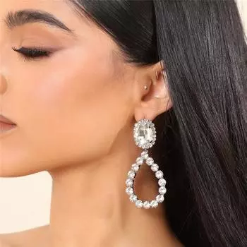 Модные полые серьги со стразами, женские вечерние серьги с шариками, ювелирные изделия