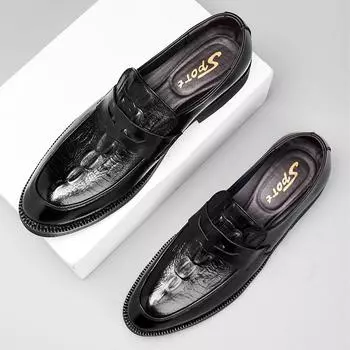 Модные, популярные мужские туфли из натуральной кожи, европейские, американские, элегантные, деловые, офисные, свадебные туфли 38 коричневый