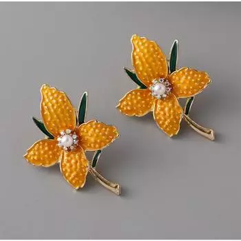 Модные популярные серьги-гвоздики с цветочным узором Drip Oil, женские маленькие, свежие, сплавные, капающие, масляные, креативные, универсальные, для женщин розовый