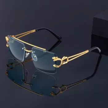 Модные популярные стильные солнцезащитные очки UV400 для женщин и мужчин без оправы, квадратные, с двойным мостиком, солнцезащитные очки, роскошные леопардовые очки-шаблоны