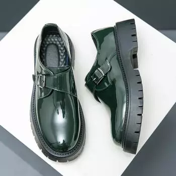 Модные, популярные, толстые, подошвенные, банкетные туфли, Европа, Америка, мужская офисная деловая обувь, блестящие кожаные туфли для мужчин, бесплатная доставка 38 чёрный