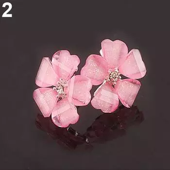 Модные посеребренные серьги-гвоздики с цветами и стразами, ювелирные изделия розовый
