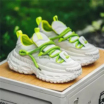 Модные последние мужские удобные и универсальные повседневные туфли весна и осень на толстой подошве увеличивающие рост беговые спортивные туфли кроссовки 39 зелёный