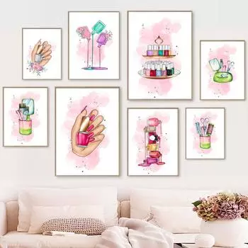 Модные постеры для маникюрного салона и принты, настенное искусство, маникюр, парикмахер, подарок, холст, живопись, гостиная, туалетный столик, украшение для дома A4 21X30cm No Framed