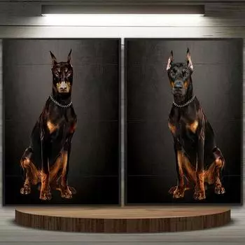 Модные постеры и принты с Доберманом, обложка журнала, роскошная настенная живопись на холсте, домашний декор для гостиной 21x30cm No Framed