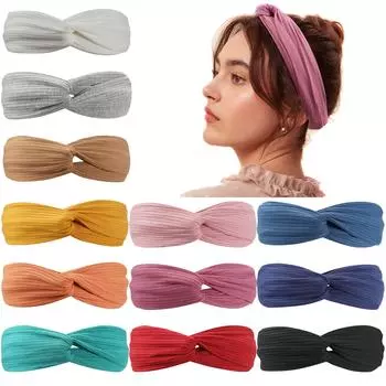 Модные повязки на голову для женщин, однотонные повязки на голову с узлом, ретро-макияж, аксессуары для волос, поддержка оптом красный