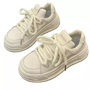 Модные повседневные белые туфли для женщин 2024 года, прогулочные туфли, женские плоские кожаные маленькие белые повседневные спортивные кроссовки для бега 35 бежевый