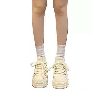 Модные повседневные белые туфли для женщин 2024 года, прогулочные туфли, женские плоские кожаные маленькие белые повседневные спортивные кроссовки для бега 35 бежевый